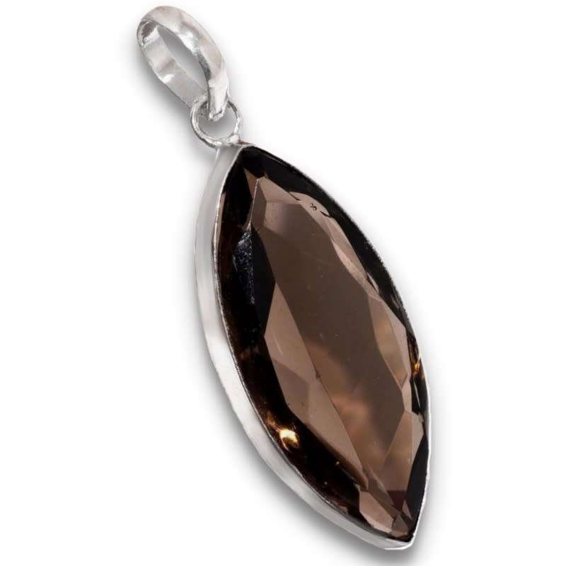 Smoky Topaz Marquise Shape Gemstone set in .925 Sterling Silver Plated Handmade Pendant