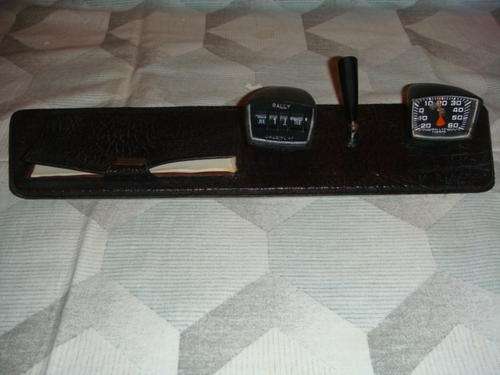 Vintage desk writing pad, calender and barometer and pen holder.