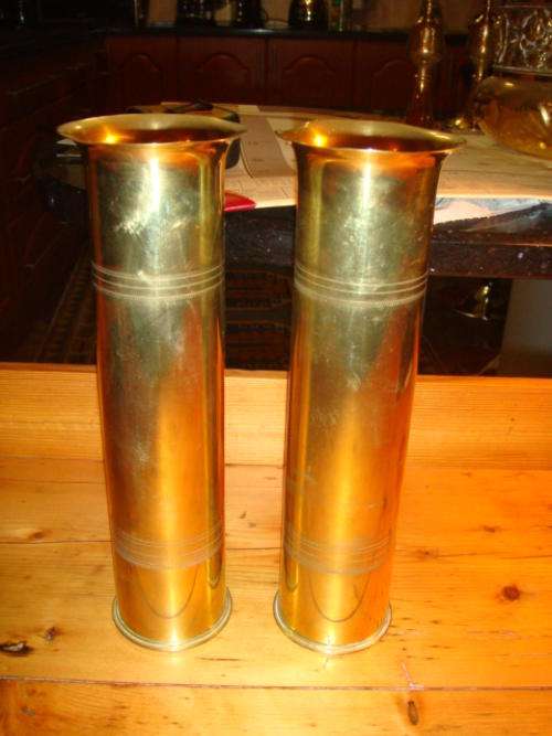 Two Trench art bullet shells