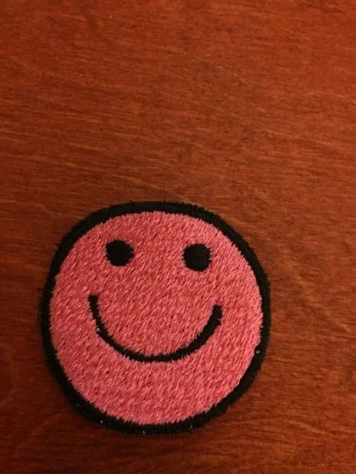 Neon Pink Smiley face badge patch