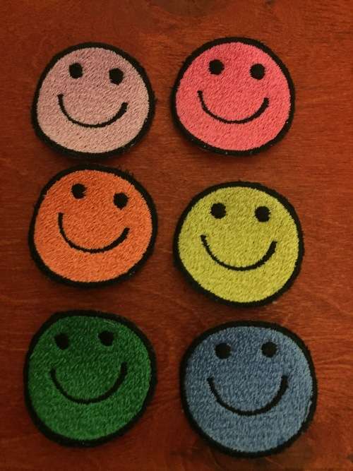 Set of six Smiley face badge patch