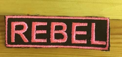 BDG197 Biker Rebel in pink badge patch