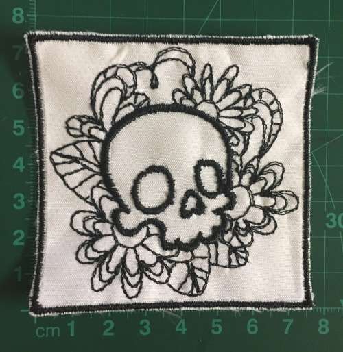 Biker Doodle skull badge patch