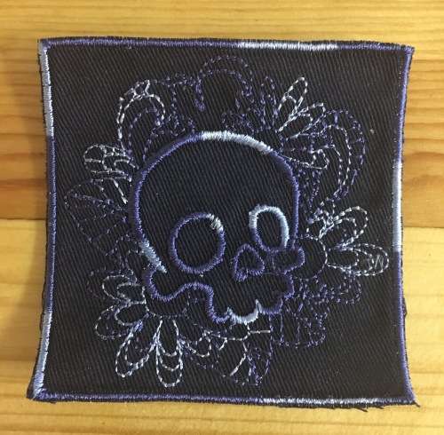 Biker Doodle skull badge patch