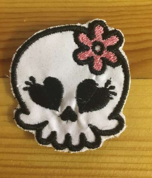 BDG458 Biker Medium sized ghost with flower badge patch
