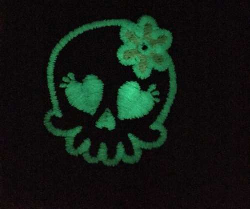 Biker the Glow in the Dark patch - Cute skull blue badge patch