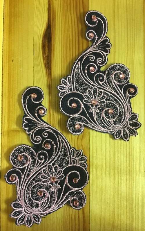 SALE!!!!! Pink left and right side patterns in pink patch badge with rhinestones