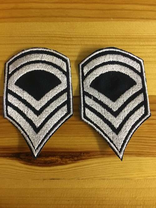 BDG76 White seargent stripes badge patch - Set of two