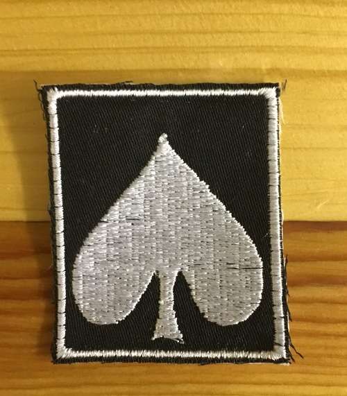 BDG248 Biker White Spade Badge Patch