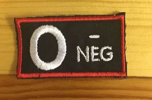 BDG3  Blood Type badge patch O-