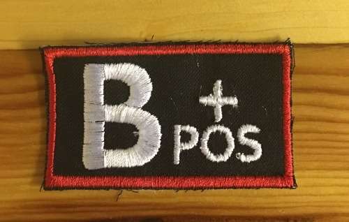 BDG2 Blood Type badge patch B+