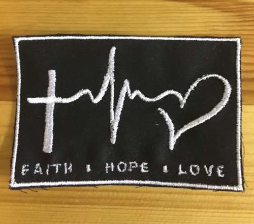 BDG243 Faith hope love badge patch