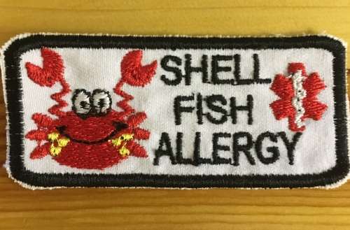 BDG285 Medical alert Shell Fish allergy patch