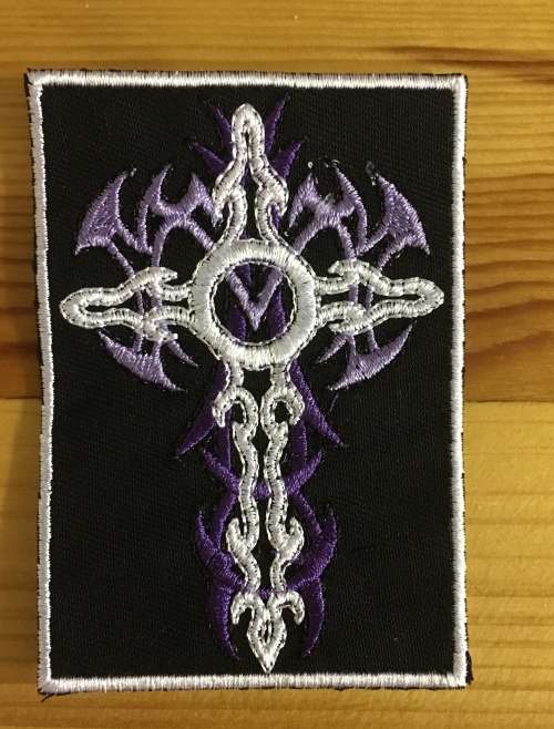BDG659 Purple cross slogan badge patch