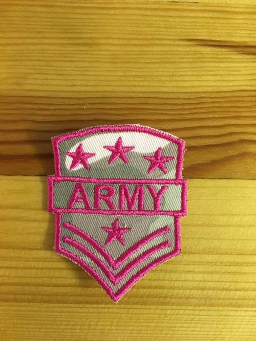 BDG692 Army stripes patch badge pink on camoe