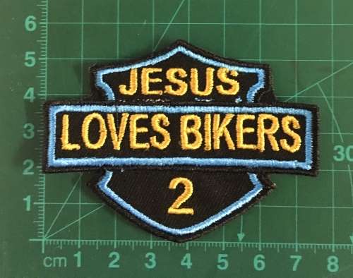 BDG778 Jesus loves bikers badge patch