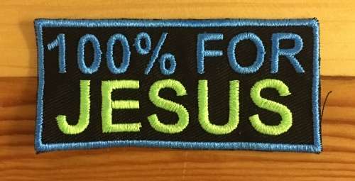 BDG323 Biker 100% for Jesus badge patch