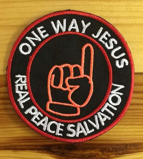 BDG782 One way Jesus hand badge patch