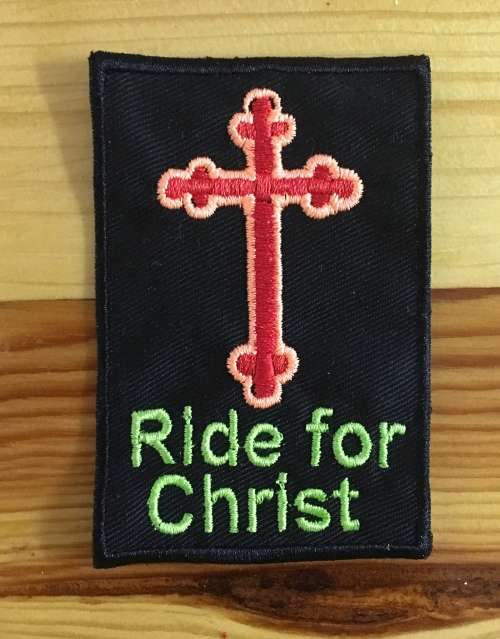 BDG779 Ride for Christ cross badge patch