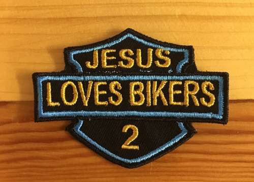 BDG778 Jesus loves bikers badge patch
