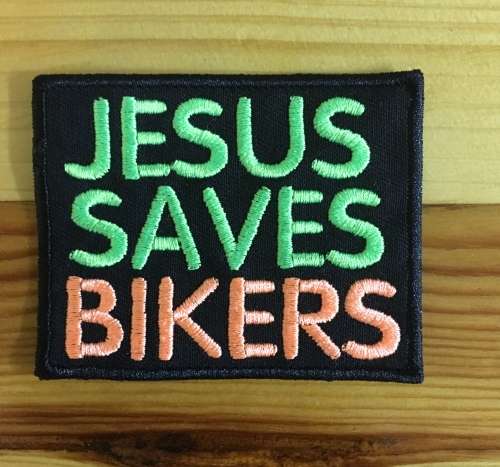 BDG272 Jesus saves bikers badge patch