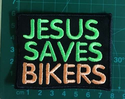 BDG272 Jesus saves bikers badge patch
