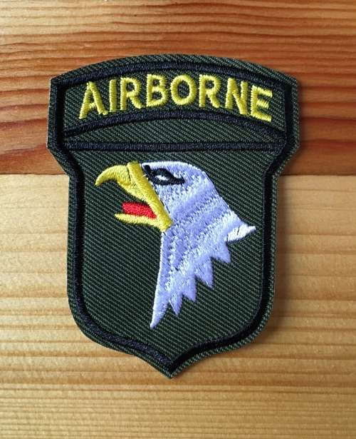Arm11 Airborne eagle facing left  badge patch on dark green