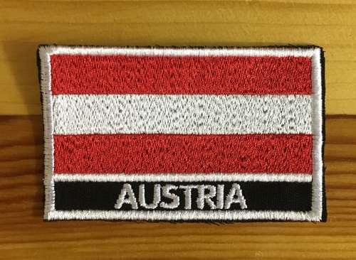 BDG958 Flag Austria with name patch badge 5cm x 8cm