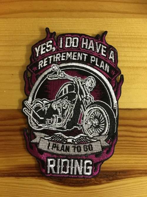 BDG956 Retirement plan badge patch Pinkish purple