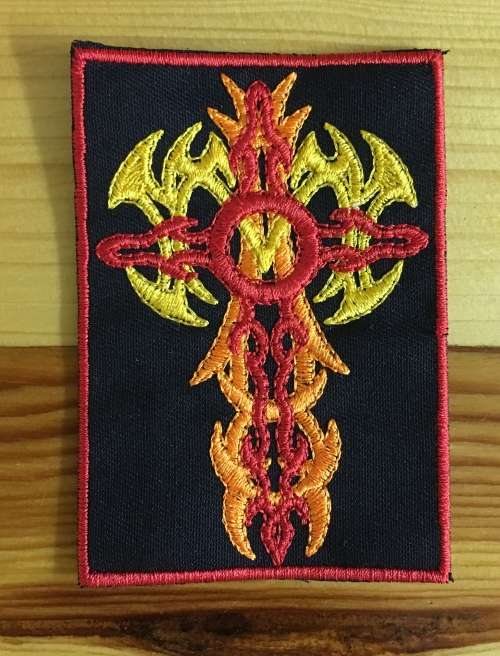 BDG659 NEW COLOURS!! Tribal cross slogan badge patch