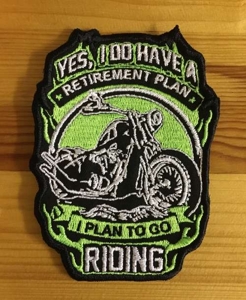 BDG956 Retirement plan badge patch Neon green
