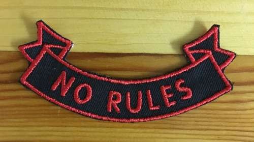 BDG987 No rules ribbon badge patch 10.5cm x 4.5cm Red
