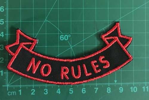 BDG987 No rules ribbon badge patch 10.5cm x 4.5cm Red