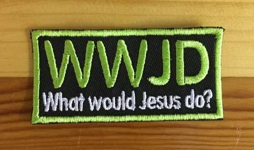 BDG1012 Christian WWJD badge patch in green