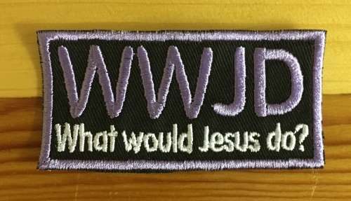 BDG1012 Christian WWJD badge patch in purple
