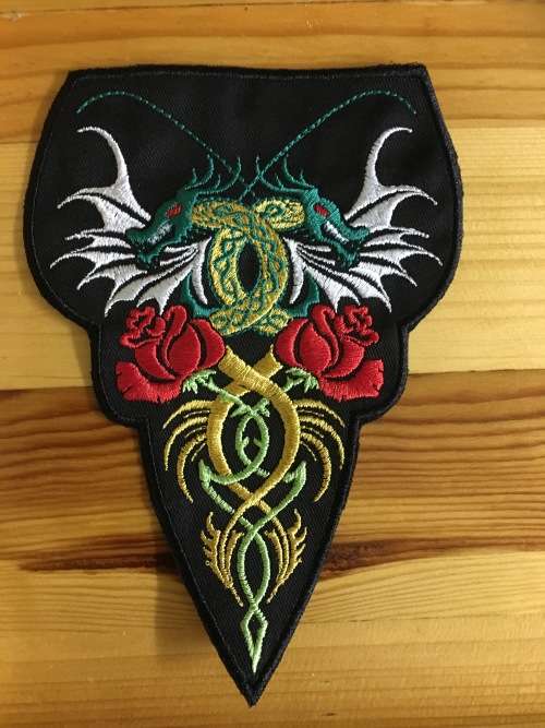 BDG1024 Dragon and flower badge patch