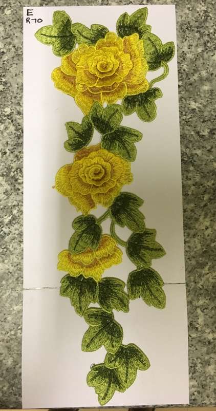 BDG881 Embroidered sew on flowers - Yellow long 42cm x 155cm