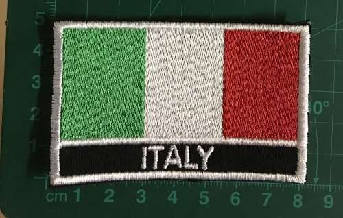 BDG1076 Flag Italy with name patch badge 5cm x 8cm