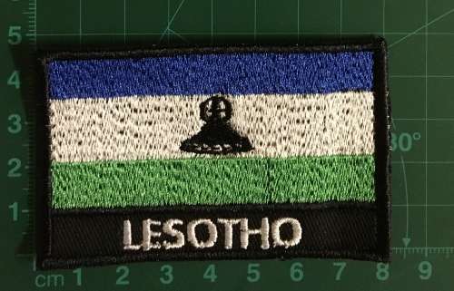 BDG1077 Flag Lesotho with name patch badge 5cm x 8cm