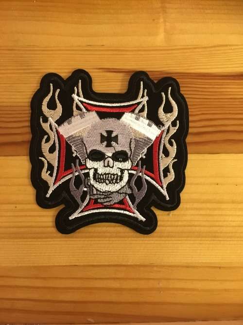 Skull with Cross Patch Badge Front 10.5cm