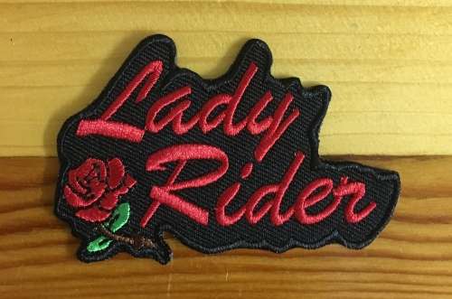 BDG77 Lady rider with small rose badge patch