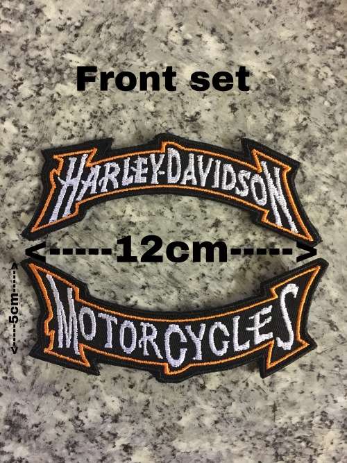 BDG1103 H D motorcycle rockers ribbons badge patch 12cm front set top and bottom