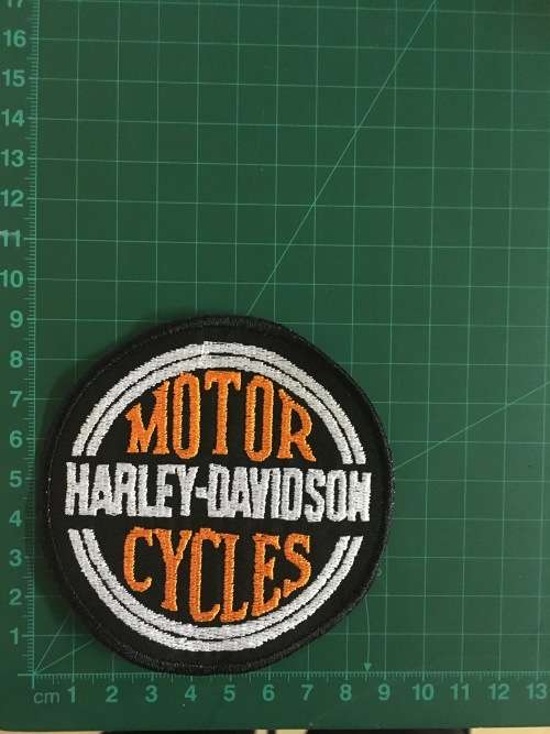 BDG1155 H D record look orange badge patch