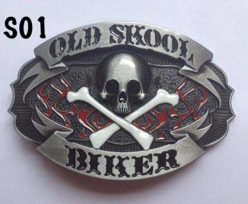 Biker Belt buckle metal plated with Old skool biker