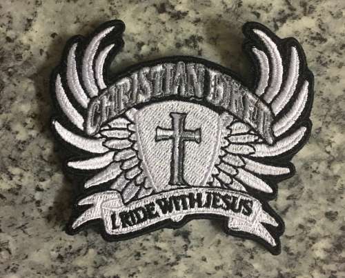 BDG1182 Christian I ride with Jesus wings patch