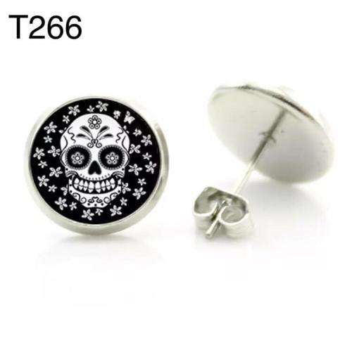 Sugar Skull Stud earrings Rhodium plated 12mm