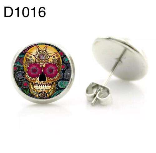 Sugar Skull Stud earrings Rhodium plated 12mm