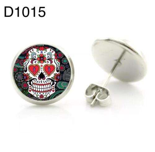 Sugar Skull Stud earrings Rhodium plated 12mm