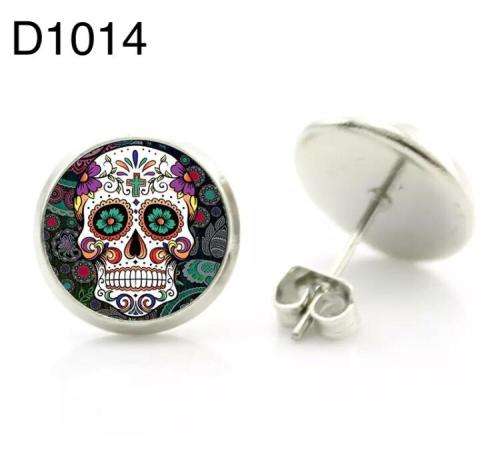 Sugar Skull Stud earrings Rhodium plated 12mm