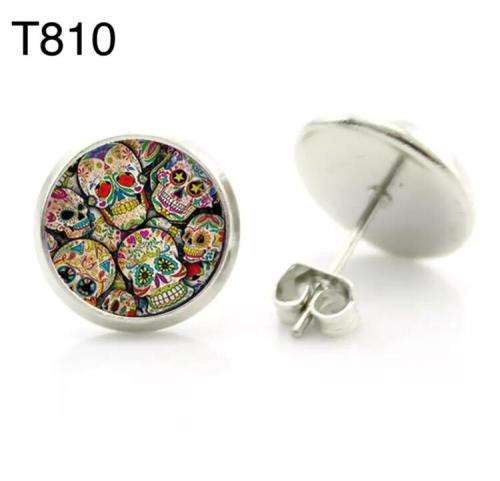 Sugar Skull Stud earrings Rhodium plated 12mm